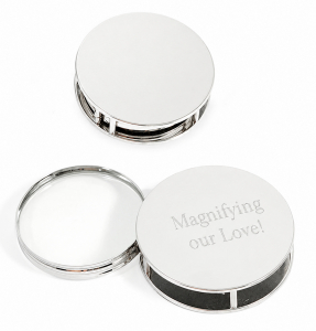Polished Round Silver Office Paper Weight Magnify Glass
